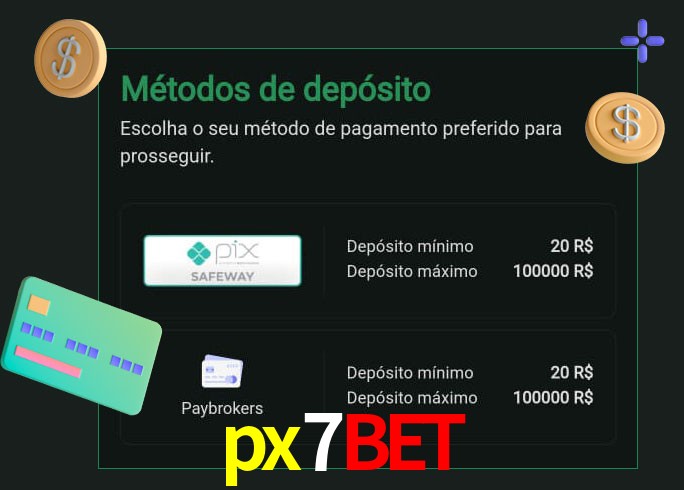 O cassino px7bet oferece uma grande variedade de métodos de pagamento